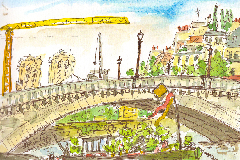 Paris travel sketch by Carol Eddy